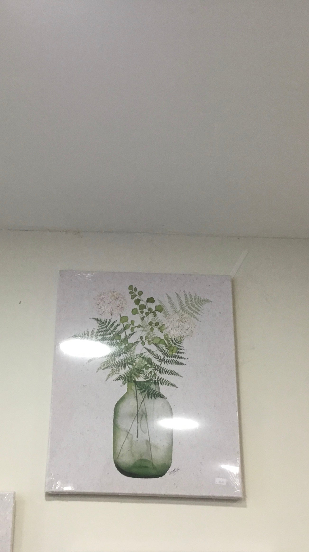 Green canvas floral wall art