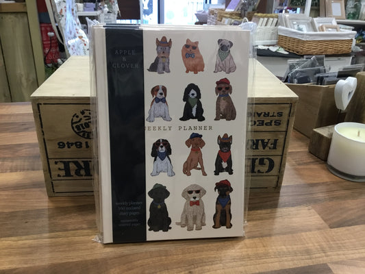 Hard cover weekly planner. Dogs