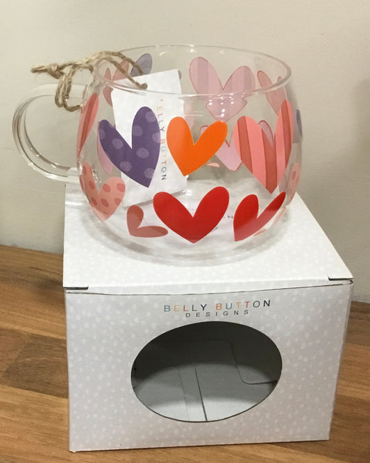 Glass hearts mug