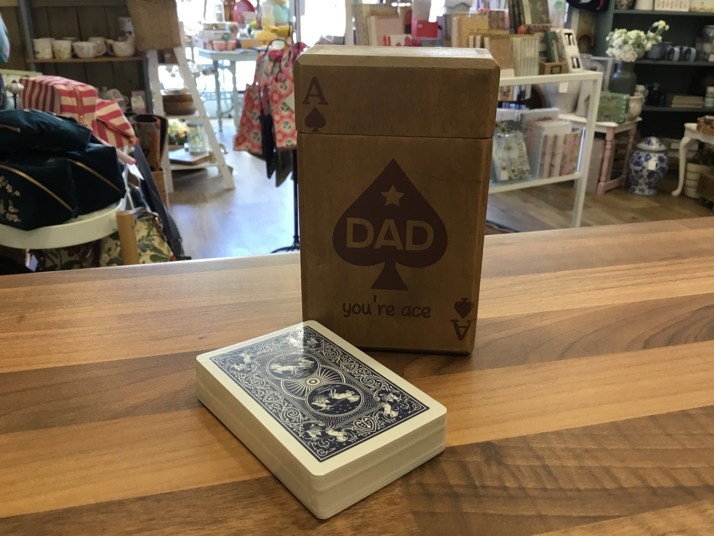 Set of playing cards in a wooden box DAD