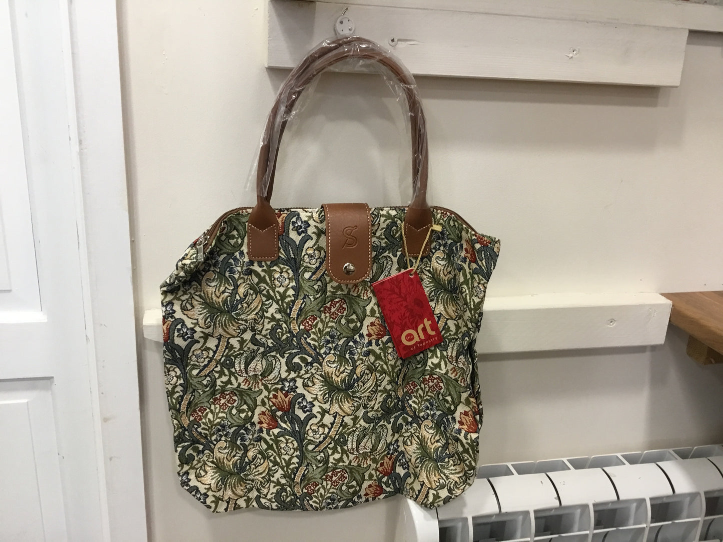 Golden Lily Design foldable bag by Signare Tapestry