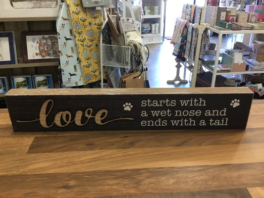 Wooden love dog plaque