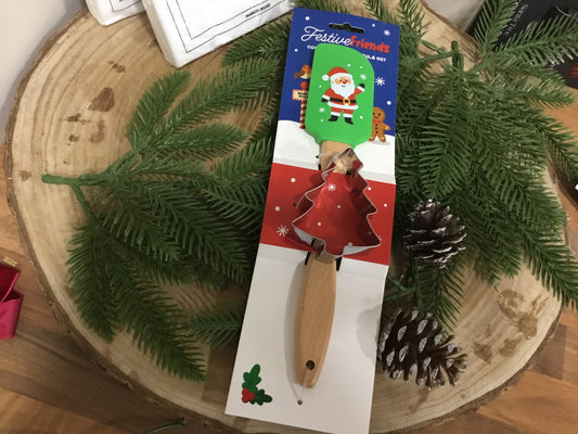 Santa spatula and tree cookie cutter
