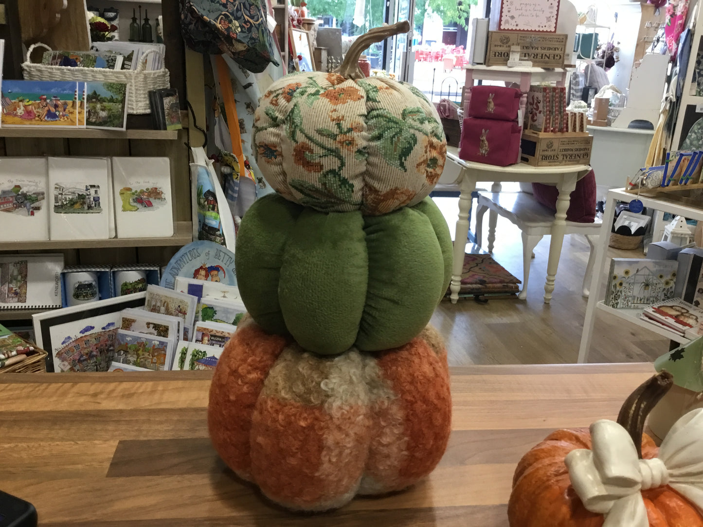3 tiered fabric  stack pumpkins