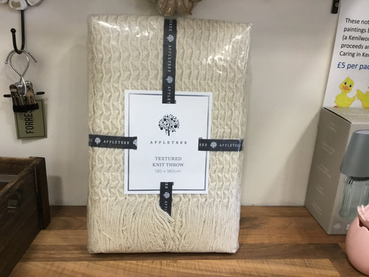 Textured Knit Cream Throw