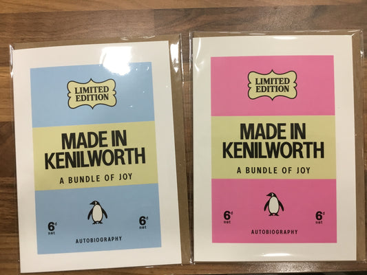 Made in Kenilworth. A bundle of joy cards.