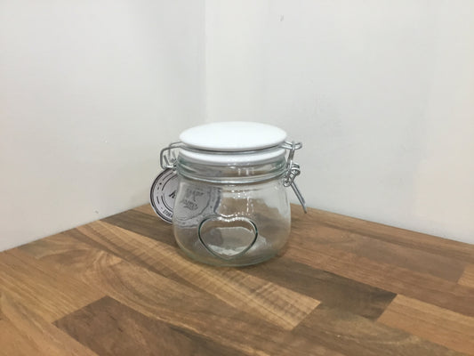 Heart glass storage jar