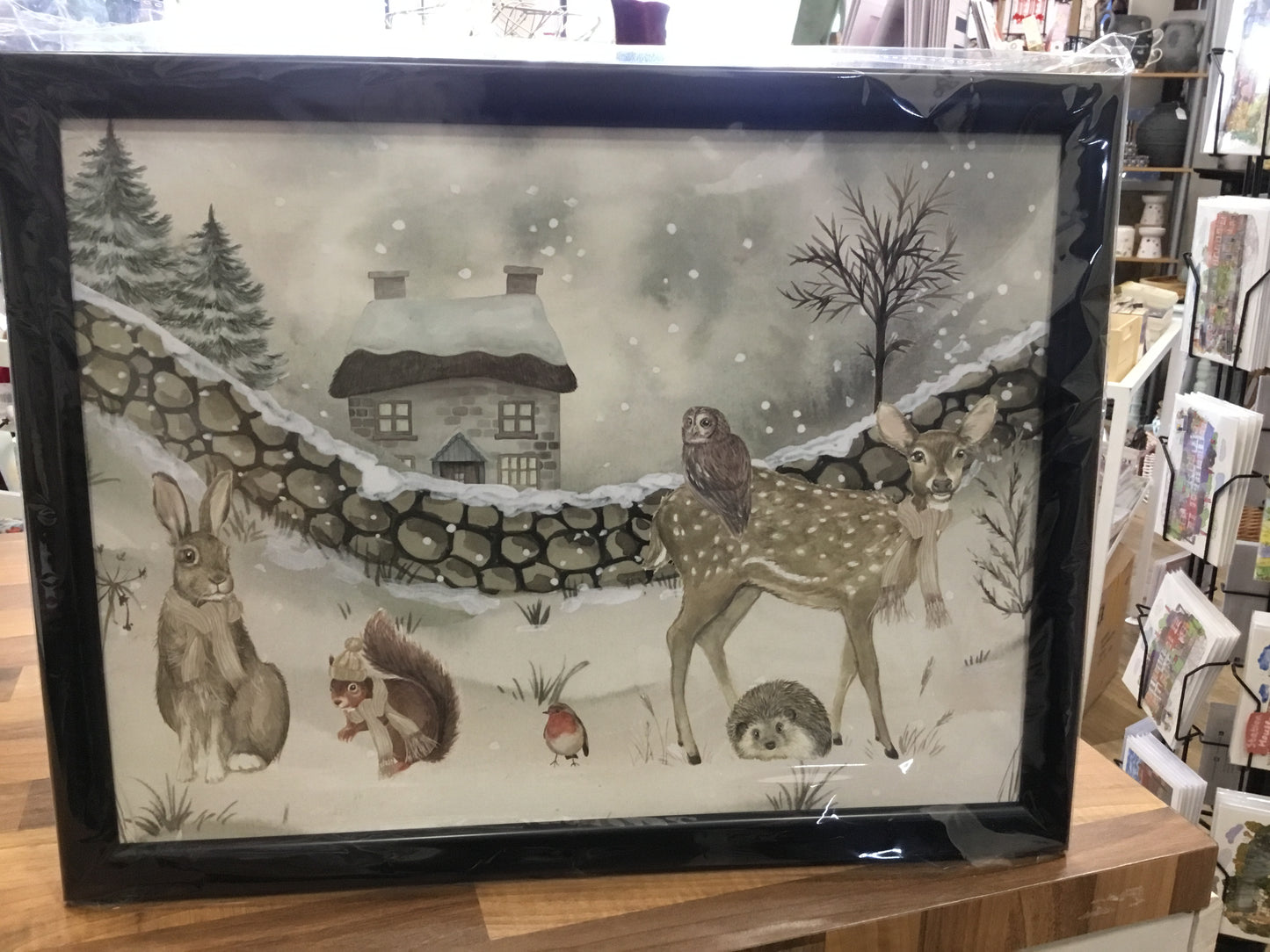 Winter scene lap tray