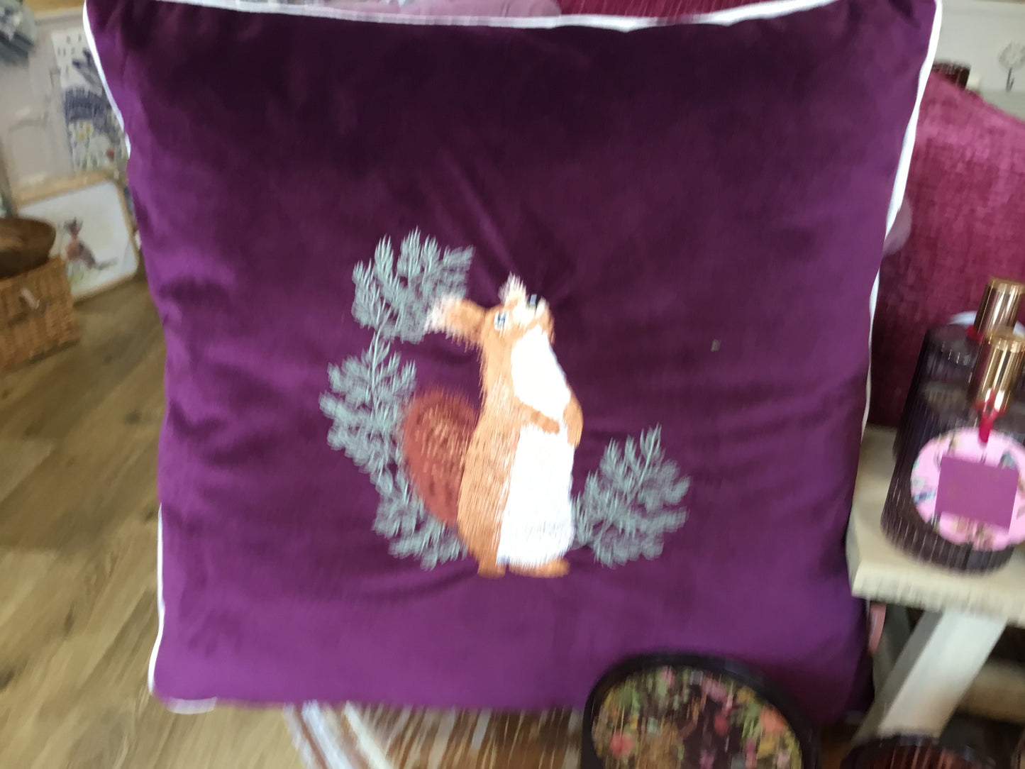 Plum Squirrel Cushion