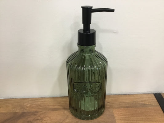 Green glass soap dispenser