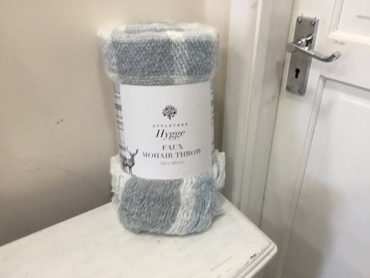 Appletree faux mohair throw. Blue.