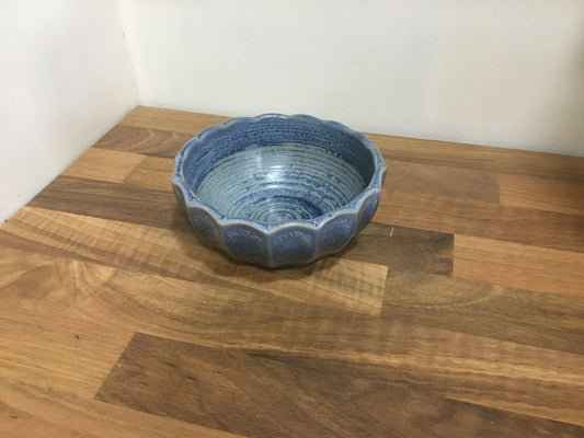 Blue scalloped bowl