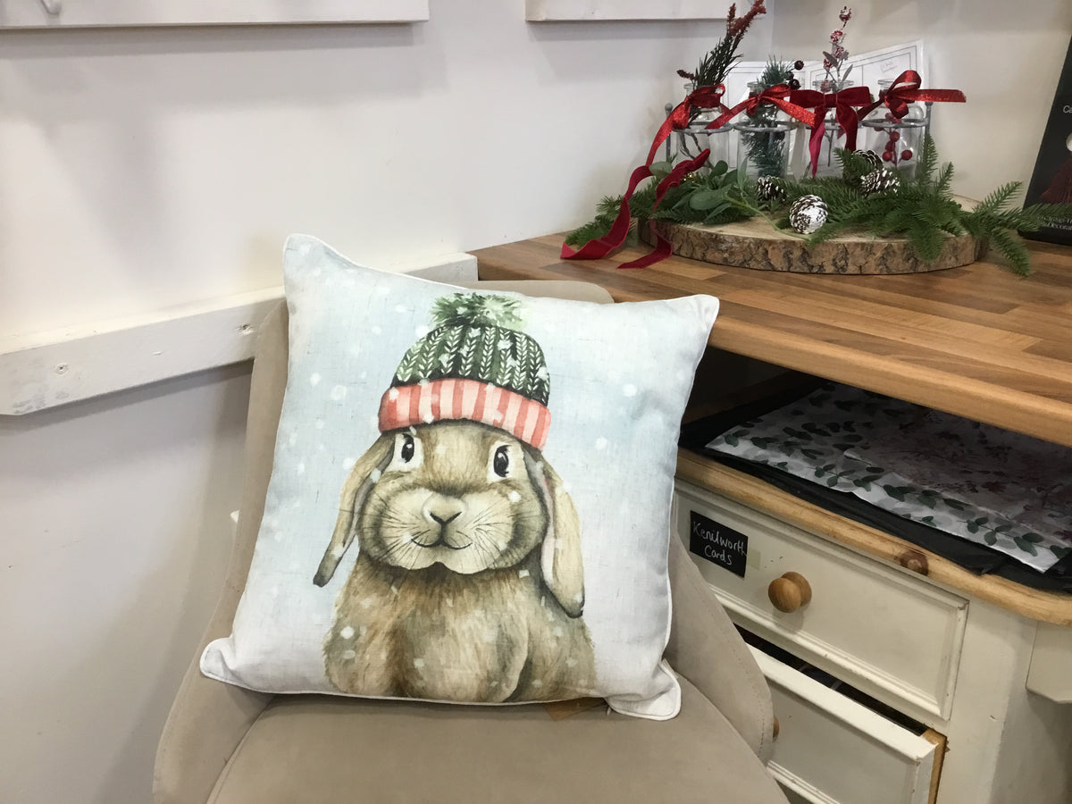 Winter rabbit cushion.