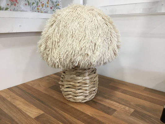 Fluffy cream and rattan toadstall
