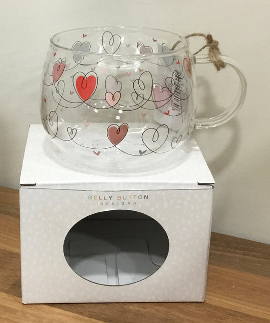 Swirly heart glass mug