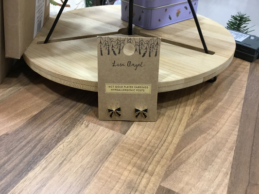 Black enamel bow earrings