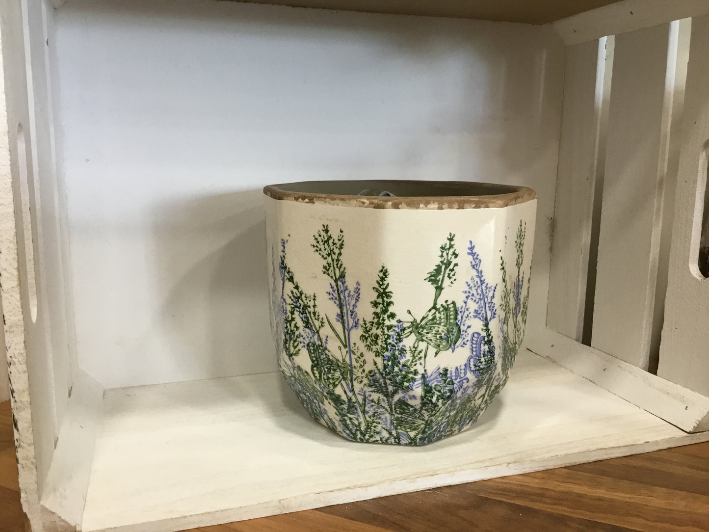 Octagonal blue and green planter